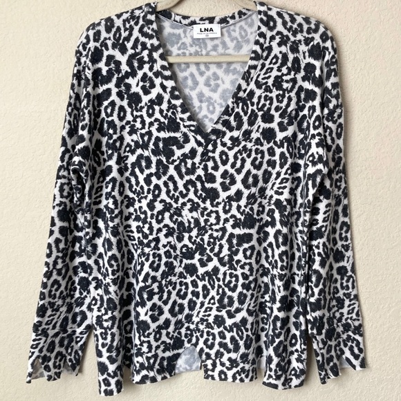 LNA Brushed Leopard Bitten Sweater In Snow Leopard Revolve - Picture 2 of 11